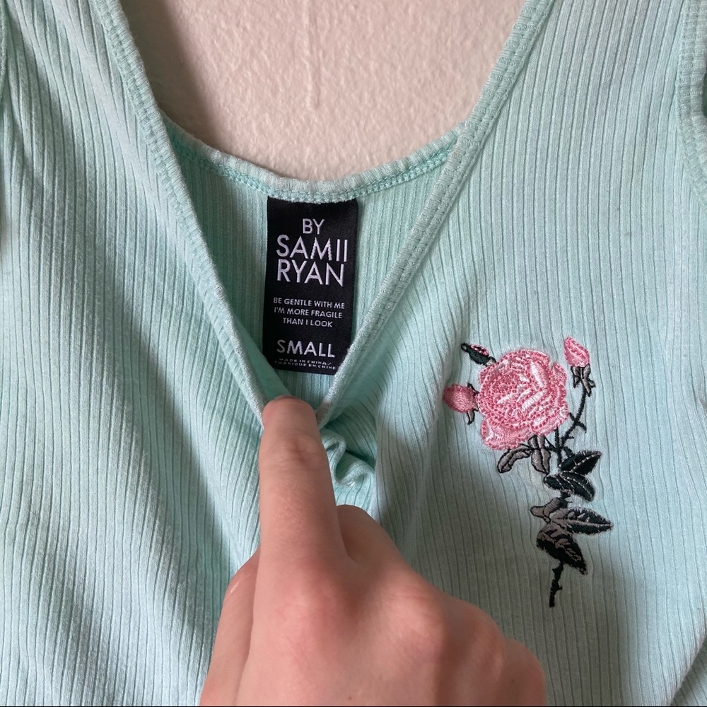 By Samii Ryan Let Me Go Aqua Ribbed Tank Top - Picture 4 of 5